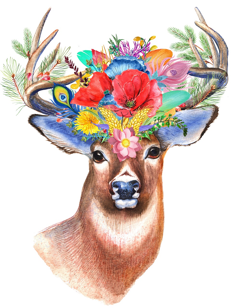 stag, wildflowers, boho-1998855.jpg